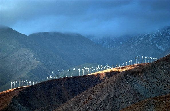 High Quality Wind power turbines in the mountains Blank Meme Template