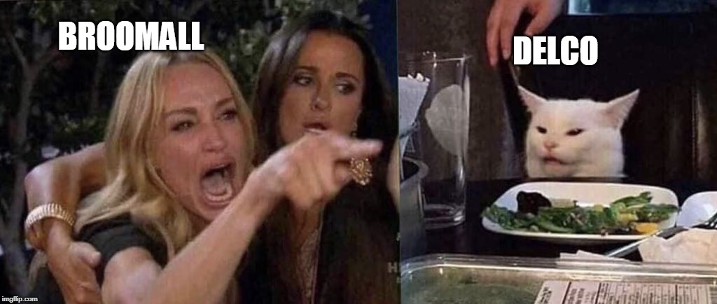woman yelling at cat | BROOMALL; DELCO | image tagged in woman yelling at cat | made w/ Imgflip meme maker