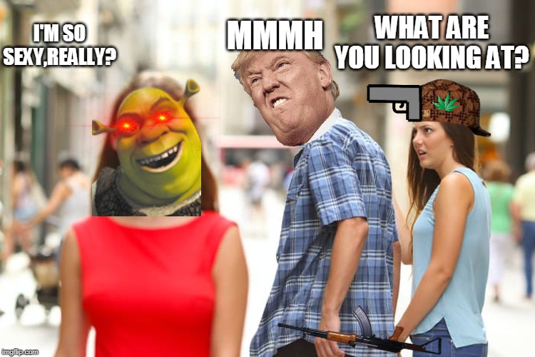 Distracted Boyfriend Meme | WHAT ARE YOU LOOKING AT? MMMH; I'M SO SEXY,REALLY? | image tagged in memes,distracted boyfriend | made w/ Imgflip meme maker