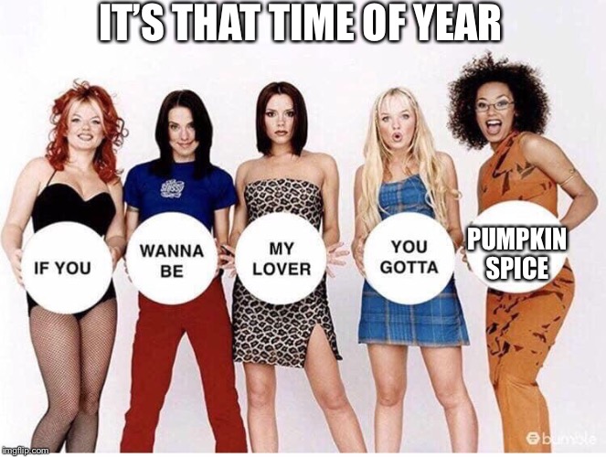 Spice Girls If You Wanna Be | IT’S THAT TIME OF YEAR; PUMPKIN SPICE | image tagged in spice girls if you wanna be | made w/ Imgflip meme maker