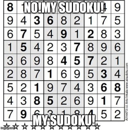 NO!MY SUDOKU! MY SUDOKU! | made w/ Imgflip meme maker