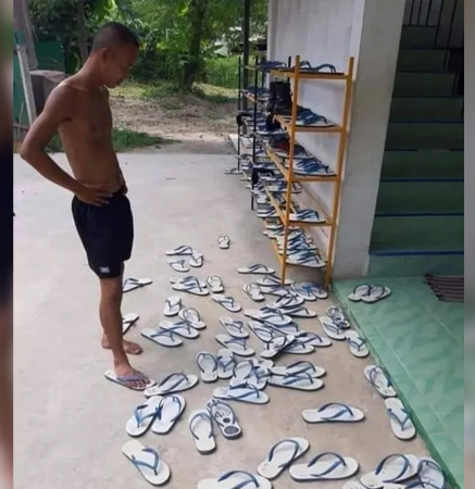 Man Search for Slippers Blank Meme Template