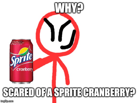 Blank White Template | WHY? SCARED OF A SPRITE CRANBERRY? | image tagged in blank white template | made w/ Imgflip meme maker