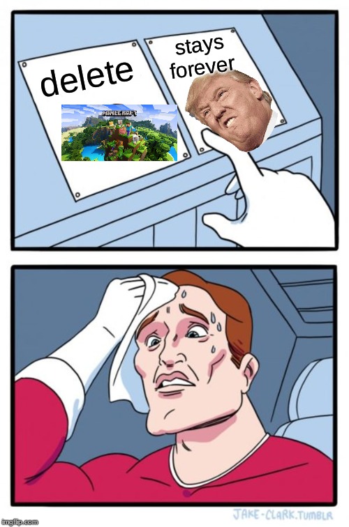 Two Buttons Meme | stays forever; delete | image tagged in memes,two buttons | made w/ Imgflip meme maker