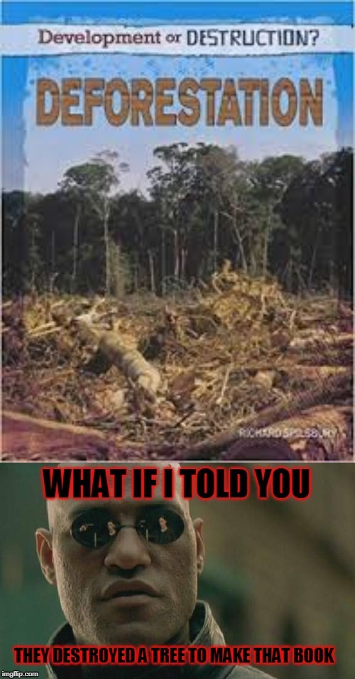 Donate to Team Trees | image tagged in memes,matrix morpheus,team trees,trees,books,deforestation | made w/ Imgflip meme maker
