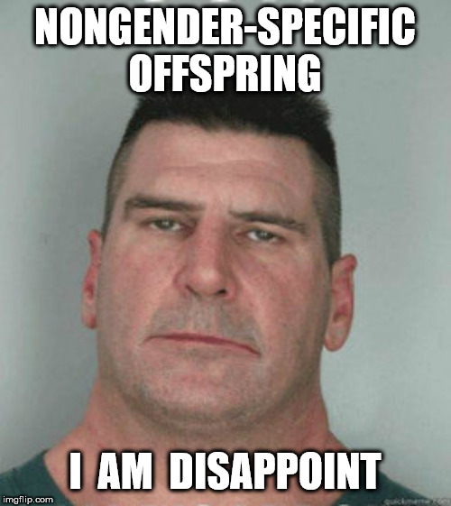 son i am disappoint | NONGENDER-SPECIFIC OFFSPRING I  AM  DISAPPOINT | image tagged in son i am disappoint | made w/ Imgflip meme maker
