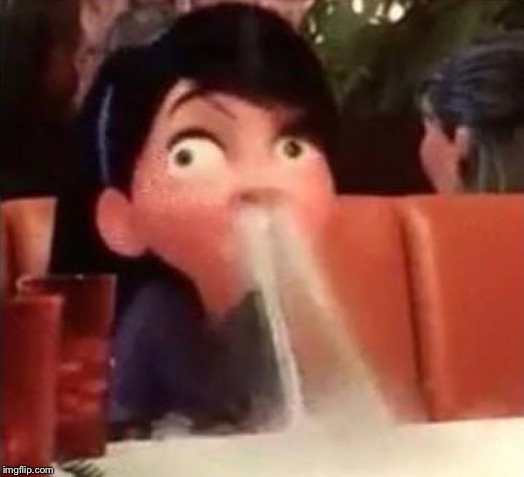 Violet spitting water out of her nose | image tagged in violet spitting water out of her nose | made w/ Imgflip meme maker