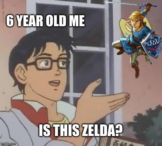 Zelda, help us! | 6 YEAR OLD ME; IS THIS ZELDA? | image tagged in memes,is this a pigeon | made w/ Imgflip meme maker