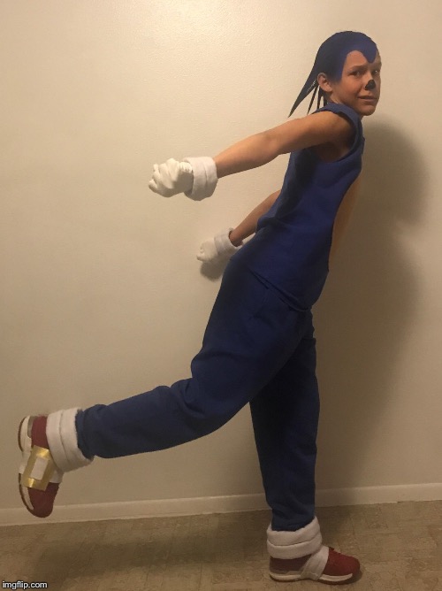What's Everyone Think Of My Cosplay? This Is Also My Official Face Reveal. | image tagged in cosplay,sonic the hedgehog,halloween costume,me,face reveal | made w/ Imgflip meme maker