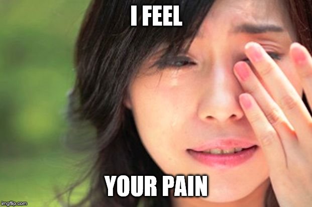 Crying Asian Girl | I FEEL YOUR PAIN | image tagged in crying asian girl | made w/ Imgflip meme maker