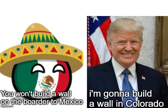 Trump is a genius | You won't build a wall on the boarder to Mexico; i'm gonna build a wall in Colorado | image tagged in border wall | made w/ Imgflip meme maker