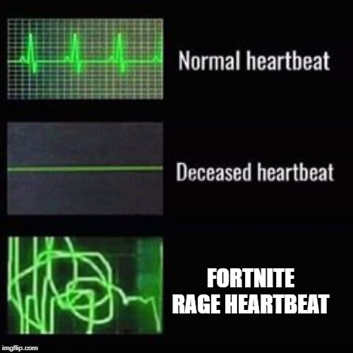 heartbeat rate | FORTNITE RAGE HEARTBEAT | image tagged in heartbeat rate | made w/ Imgflip meme maker