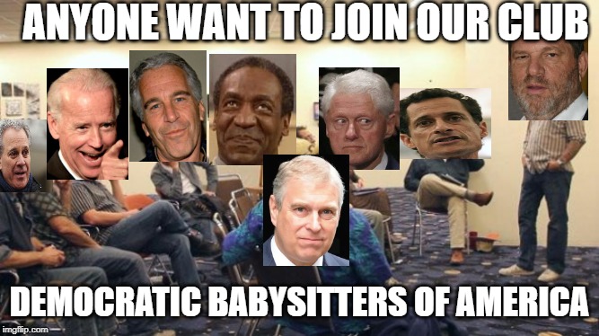 AA Meeting | ANYONE WANT TO JOIN OUR CLUB; DEMOCRATIC BABYSITTERS OF AMERICA | image tagged in aa meeting | made w/ Imgflip meme maker