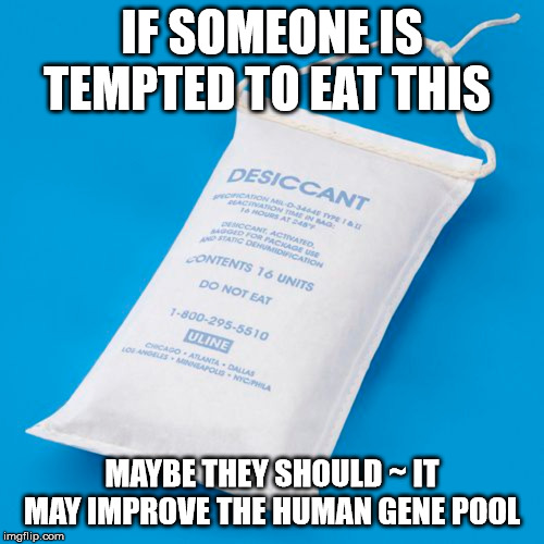 IF SOMEONE IS TEMPTED TO EAT THIS; MAYBE THEY SHOULD ~ IT MAY IMPROVE THE HUMAN GENE POOL | image tagged in truth | made w/ Imgflip meme maker