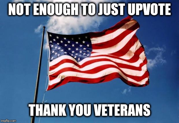 us flag | NOT ENOUGH TO JUST UPVOTE THANK YOU VETERANS | image tagged in us flag | made w/ Imgflip meme maker