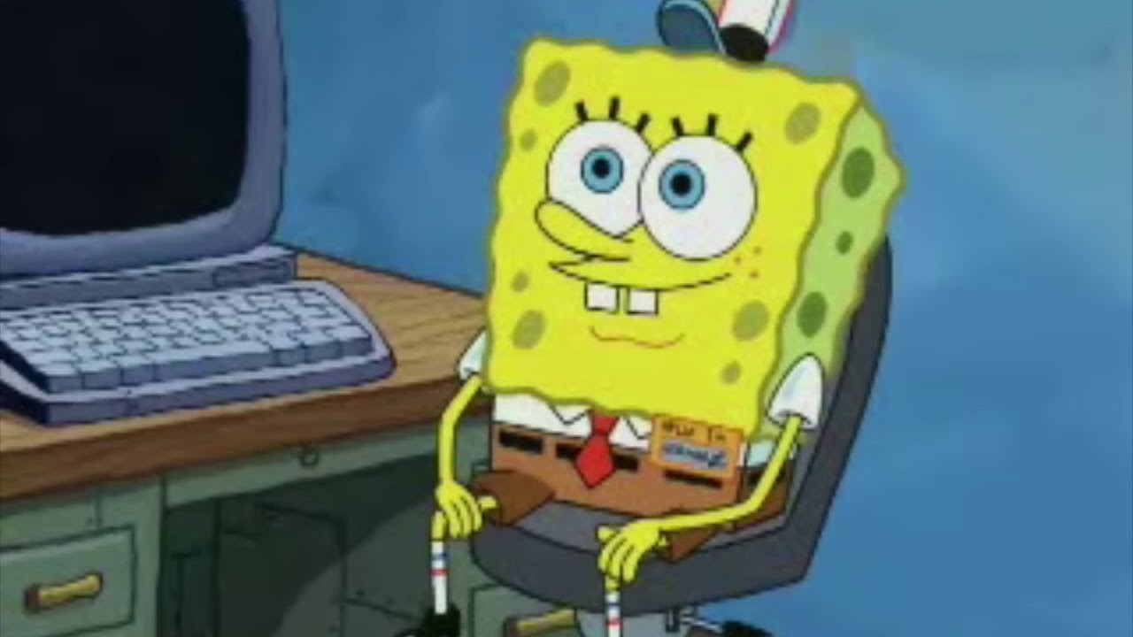 SPongebob on computer Blank Meme Template