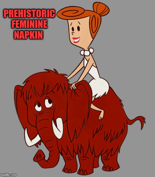 I need help Don't I ? | PREHISTORIC FEMININE NAPKIN | image tagged in prehistoric,wilma,woolly mammoth | made w/ Imgflip meme maker
