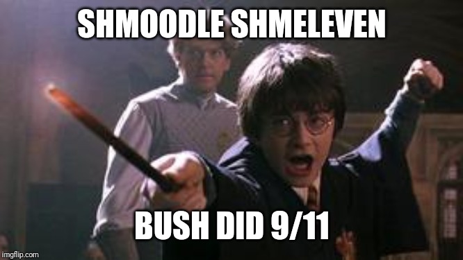 harry potter spell | SHMOODLE SHMELEVEN; BUSH DID 9/11 | image tagged in harry potter spell | made w/ Imgflip meme maker