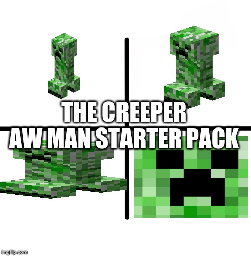 Blank Starter Pack | THE CREEPER AW MAN STARTER PACK | image tagged in memes,blank starter pack | made w/ Imgflip meme maker