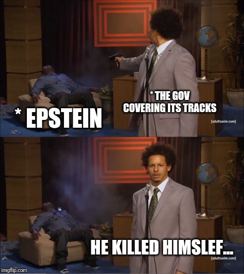 Who Killed Hannibal | * THE GOV COVERING ITS TRACKS; * EPSTEIN; HE KILLED HIMSLEF... | image tagged in memes,who killed hannibal | made w/ Imgflip meme maker