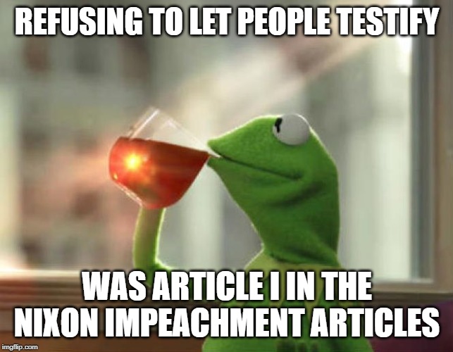 But That's None Of My Business (Neutral) | REFUSING TO LET PEOPLE TESTIFY; WAS ARTICLE I IN THE NIXON IMPEACHMENT ARTICLES | image tagged in memes,but thats none of my business neutral | made w/ Imgflip meme maker