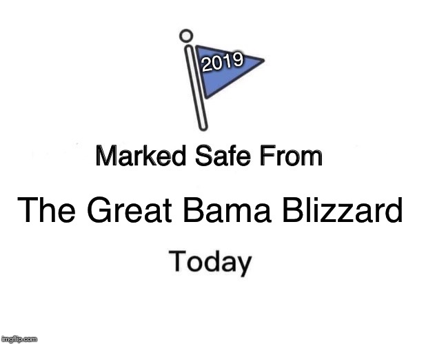 Marked Safe From Meme | 2019; The Great Bama Blizzard | image tagged in memes,marked safe from | made w/ Imgflip meme maker