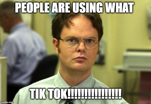 Dwight Schrute | PEOPLE ARE USING WHAT; TIK TOK!!!!!!!!!!!!!!!! | image tagged in memes,dwight schrute | made w/ Imgflip meme maker
