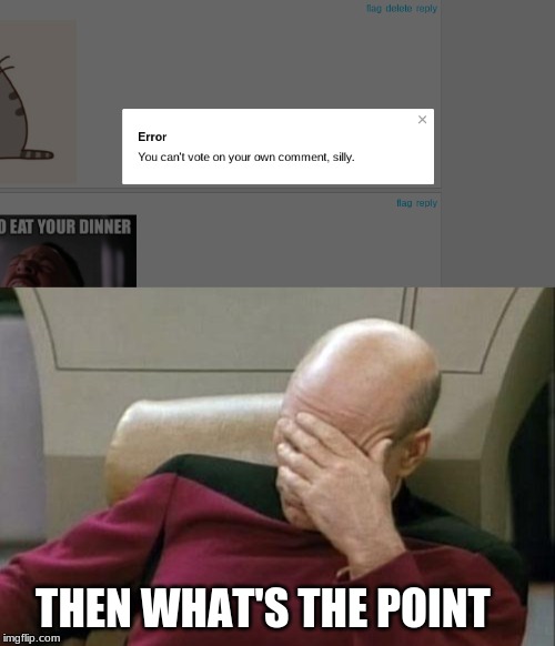 But I Need Dem Points!! | THEN WHAT'S THE POINT | image tagged in memes,captain picard facepalm,i need points,no upvotes | made w/ Imgflip meme maker