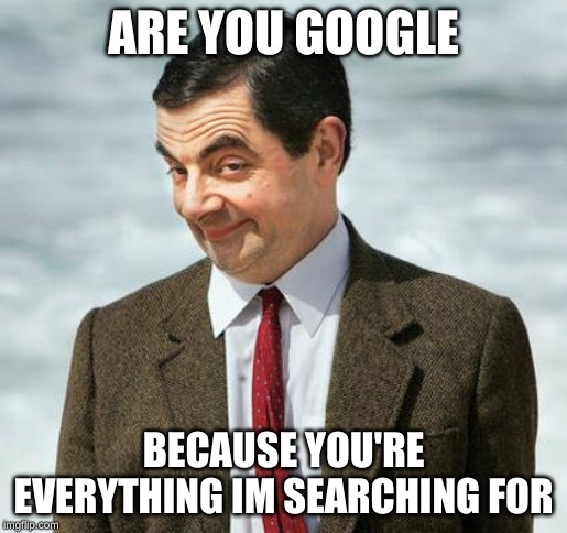 mr bean | ARE YOU GOOGLE; BECAUSE YOU'RE EVERYTHING IM SEARCHING FOR | image tagged in mr bean | made w/ Imgflip meme maker