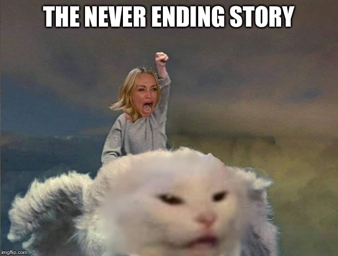 The Never Ending Story | THE NEVER ENDING STORY | image tagged in smudge the cat | made w/ Imgflip meme maker