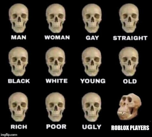 idiot skull | ROBLOX PLAYERS | image tagged in idiot skull | made w/ Imgflip meme maker
