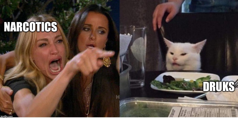 salad cat | NARCOTICS; DRUKS | image tagged in salad cat | made w/ Imgflip meme maker