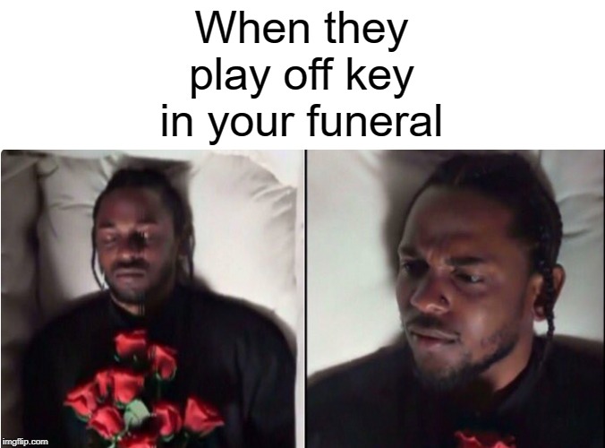 what!? | When they play off key in your funeral | image tagged in funny,memes,funeral,music | made w/ Imgflip meme maker