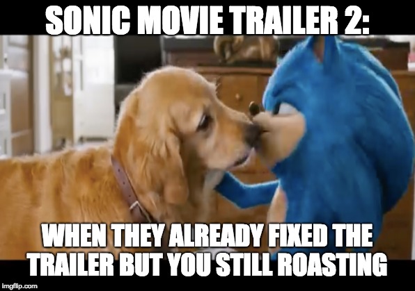 SONIC MOVIE TRAILER 2 FIXED? | SONIC MOVIE TRAILER 2:; WHEN THEY ALREADY FIXED THE TRAILER BUT YOU STILL ROASTING | image tagged in sonic the hedgehog,roasting,sonic movie | made w/ Imgflip meme maker