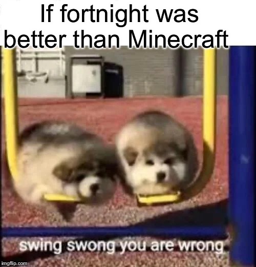 SWING SWONG YOU ARE WRONG | If fortnight was better than Minecraft | image tagged in swing swong you are wrong | made w/ Imgflip meme maker