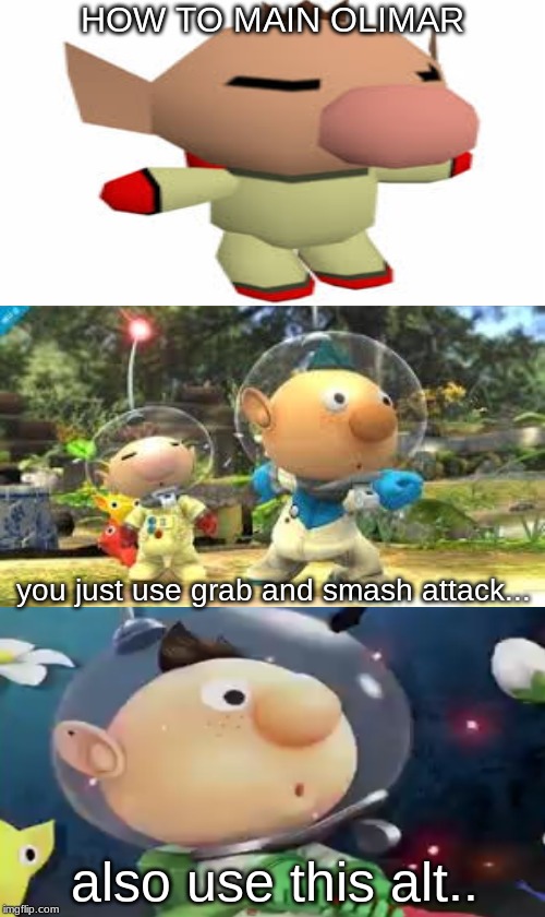 Make a meme about you mained your main | HOW TO MAIN OLIMAR; you just use grab and smash attack... also use this alt.. | image tagged in main | made w/ Imgflip meme maker