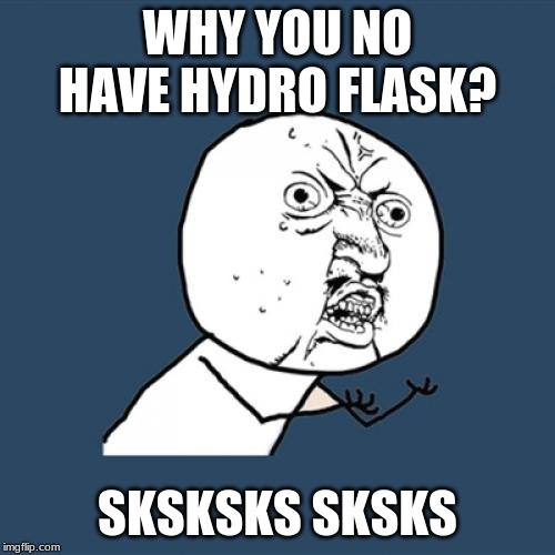 Vsco Girls be lie... | WHY YOU NO HAVE HYDRO FLASK? SKSKSKS SKSKS | image tagged in memes,y u no | made w/ Imgflip meme maker