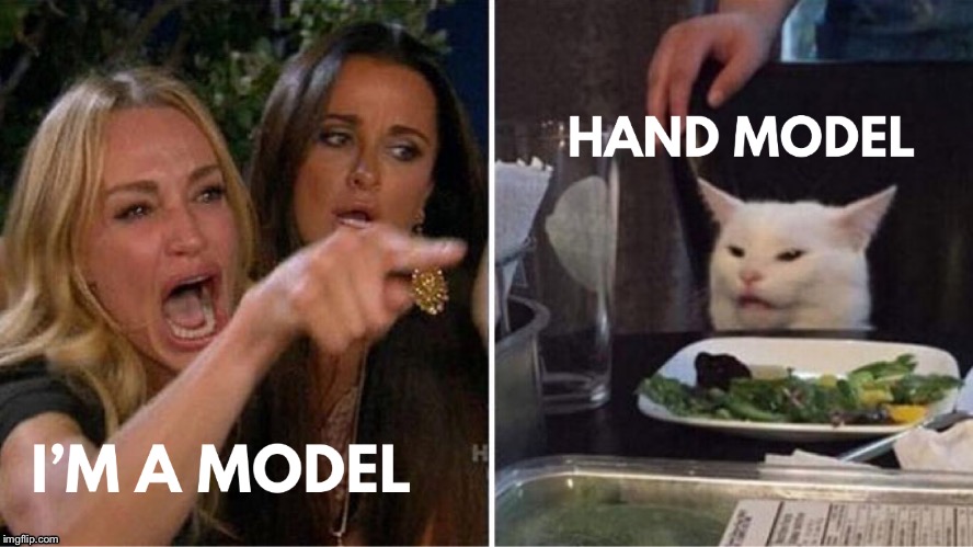 Hand Model | image tagged in the cat,hand model,humor | made w/ Imgflip meme maker