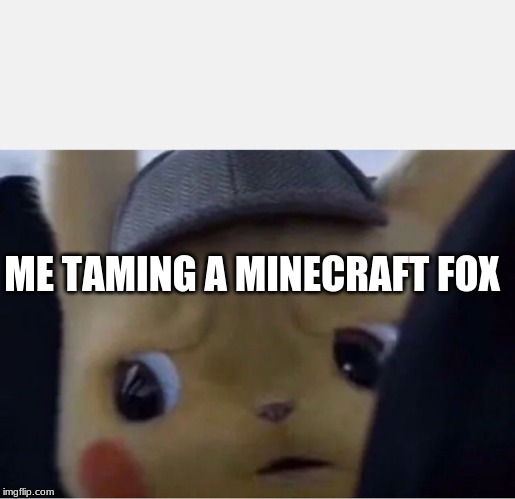 Detective Pikachu | ME TAMING A MINECRAFT FOX | image tagged in detective pikachu | made w/ Imgflip meme maker