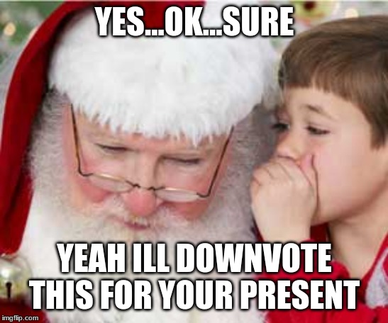 Bad Santa | YES...OK...SURE YEAH ILL DOWNVOTE THIS FOR YOUR PRESENT | image tagged in bad santa | made w/ Imgflip meme maker