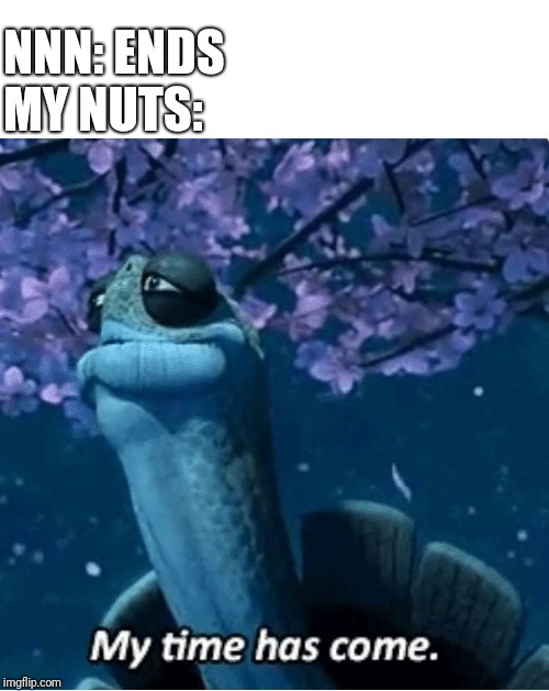 My Time Has Come | NNN: ENDS
MY NUTS: | image tagged in my time has come | made w/ Imgflip meme maker