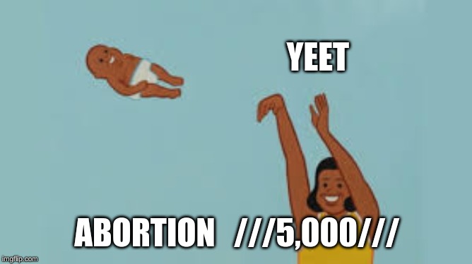 yeeeeeeeeeet | YEET; ABORTION   ///5,000/// | image tagged in funny,funny memes,yeet baby | made w/ Imgflip meme maker