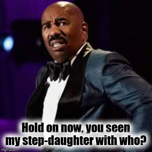 Her FUTURE looks horrible |  Hold on now, you seen my step-daughter with who? | image tagged in steve harvey,diddy,priceless | made w/ Imgflip meme maker