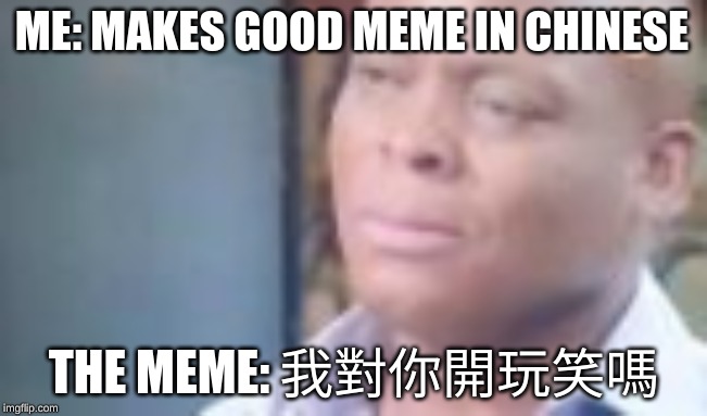 am i a joke to u | ME: MAKES GOOD MEME IN CHINESE; THE MEME: 我對你開玩笑嗎 | image tagged in am i a joke to u | made w/ Imgflip meme maker