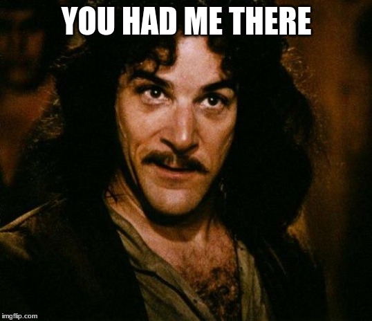 YOU HAD ME THERE | image tagged in memes,inigo montoya | made w/ Imgflip meme maker