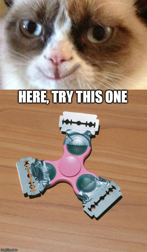 HERE, TRY THIS ONE | image tagged in grumpy cat happy | made w/ Imgflip meme maker