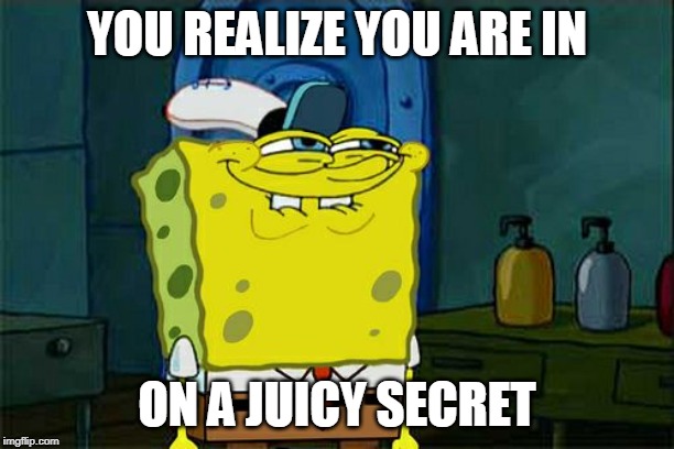 Don't You Squidward Meme | YOU REALIZE YOU ARE IN; ON A JUICY SECRET | image tagged in memes,dont you squidward | made w/ Imgflip meme maker