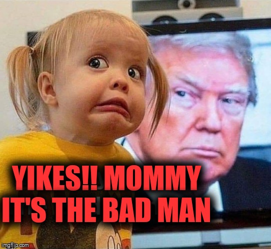 The Boogieman | YIKES!! MOMMY IT'S THE BAD MAN | image tagged in donald trump,scary things,donald trump the clown | made w/ Imgflip meme maker