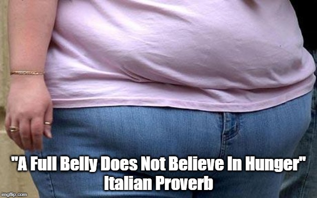 "A Full Belly Does Not Believe In Hunger"
Italian Proverb | made w/ Imgflip meme maker