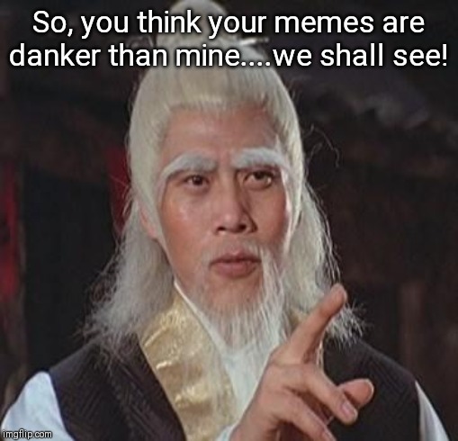 Wise Kung Fu Master | So, you think your memes are danker than mine....we shall see! | image tagged in wise kung fu master | made w/ Imgflip meme maker